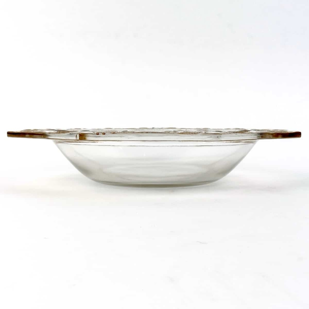 Coupe « Chantilly » verre blanc patiné sépia de René LALIQUE | Biron Coupe "Chantilly" verre blanc patiné sépia de René LALIQUE