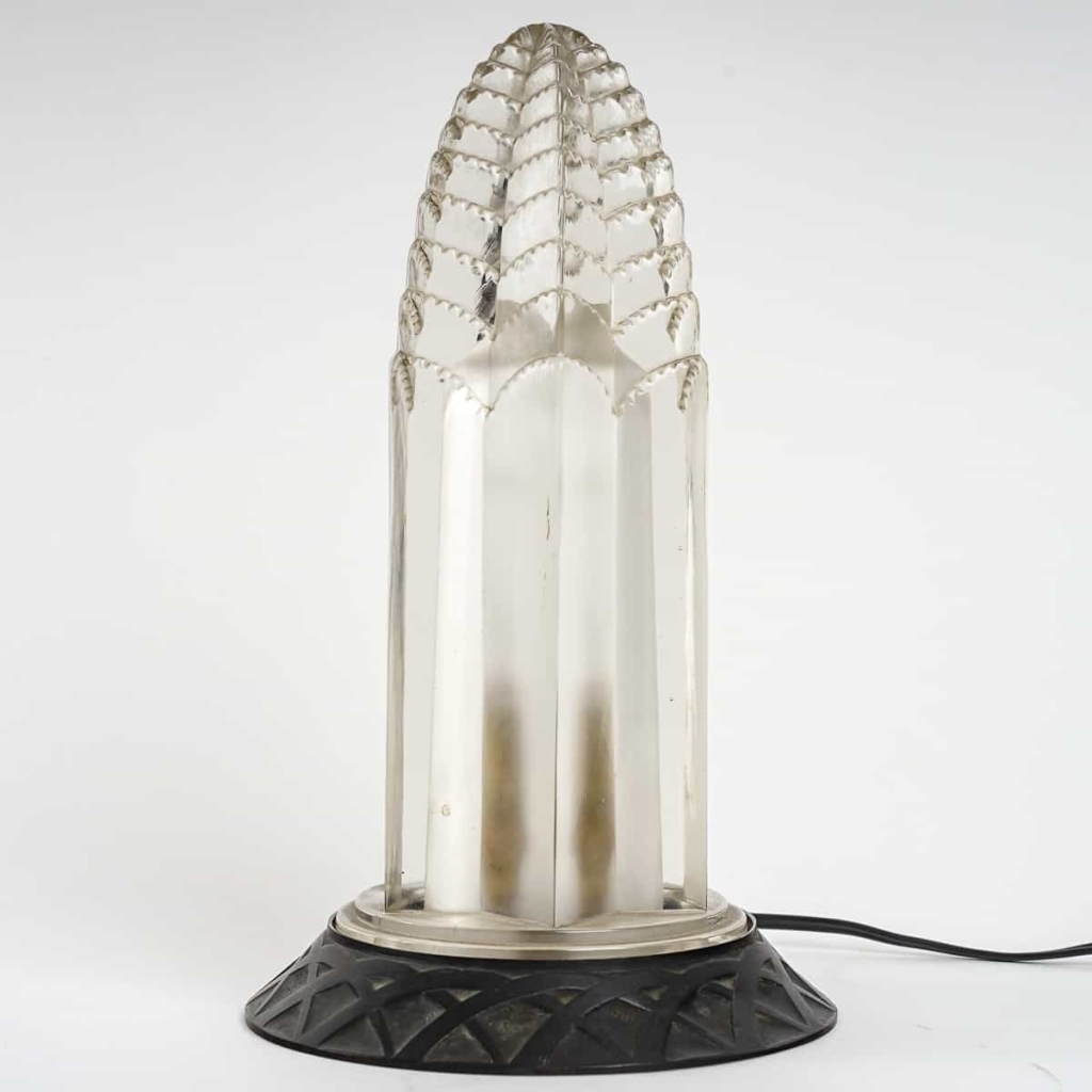 Veilleuse « Normandie » verre blanc – socle en bronze de René LALIQUE | Biron ||||||