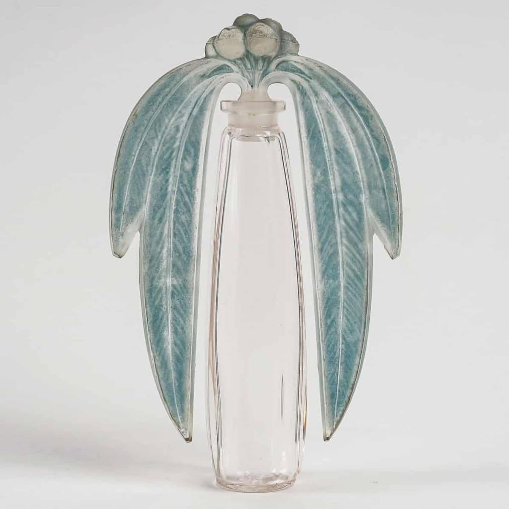 Flacon Tiare « Eucalyptus » verre blanc patiné bleu vert de René LALIQUE | Biron |||||