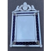 1950/60 ‘ Miroir N3 Venise Rectangulaire à Fronton Avec Cadre en Verre Bleu Orné D Etoiles Argentées Centre Biseauté | Biron |||||||||