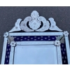 1950/60 ‘ Miroir N3 Venise Rectangulaire à Fronton Avec Cadre en Verre Bleu Orné D Etoiles Argentées Centre Biseauté | Biron 1950/60 ‘ Miroir N3 Venise Rectangulaire à Fronton Avec Cadre en Verre Bleu Orné D Etoiles Argentées Centre Biseauté