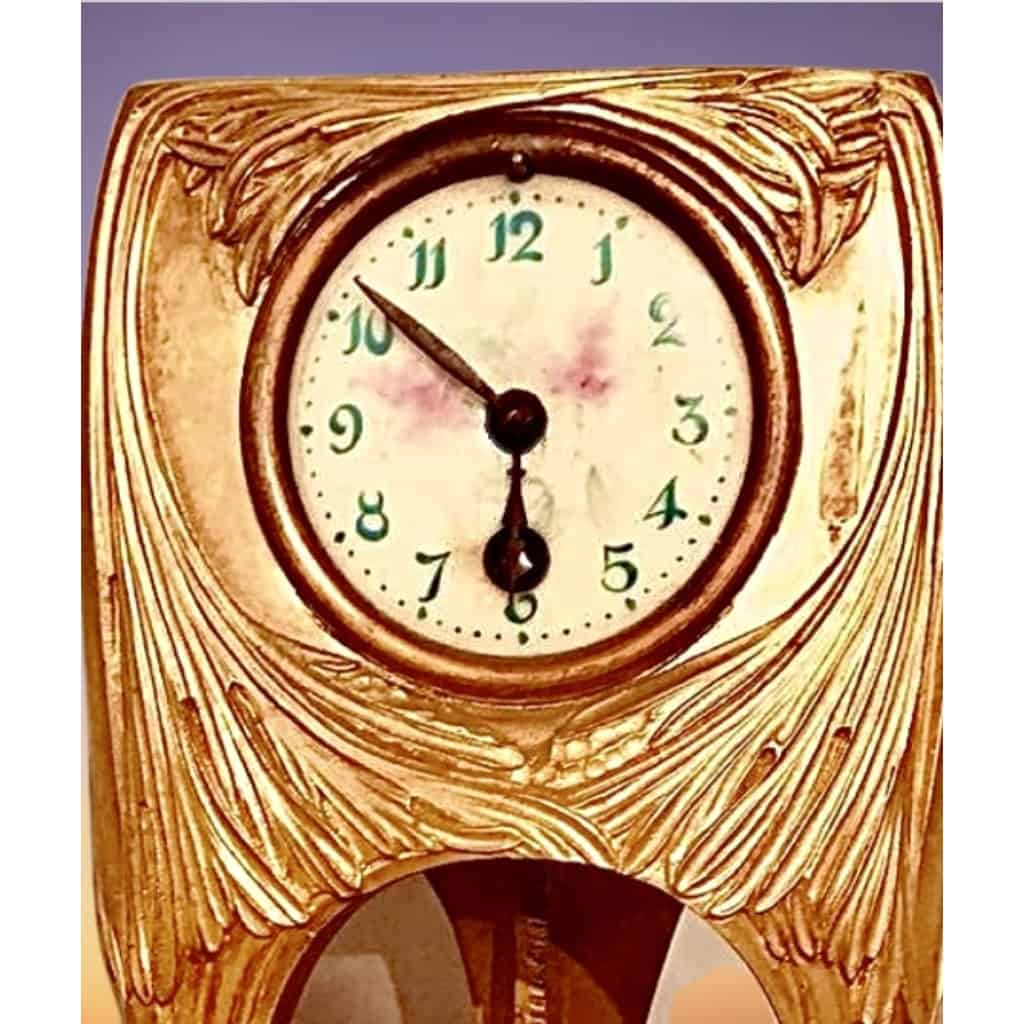 PENDULE BRONZE DORÉ ART NOUVEAU | Biron PENDULE BRONZE DORÉ ART NOUVEAU