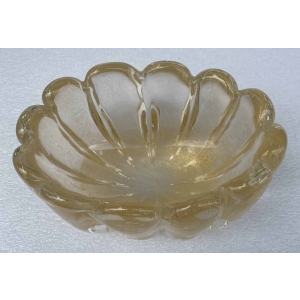 1970′ Vasque Cristal Murano Avec Paillons D’ Or Signés Archimede Seguso Murano