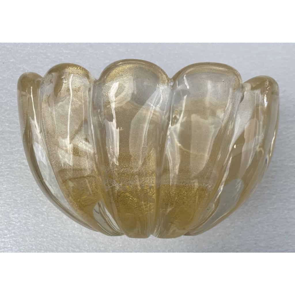 1970′ Vasque Cristal Murano Avec Paillons D’ Or Signés Archimede Seguso Murano 3