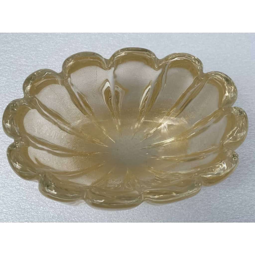 1970′ Vasque Cristal Murano Avec Paillons D’ Or Signés Archimede Seguso Murano 5