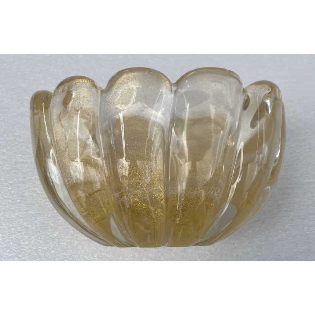 1970′ Vasque Cristal Murano Avec Paillons D’ Or Signés Archimede Seguso Murano 6