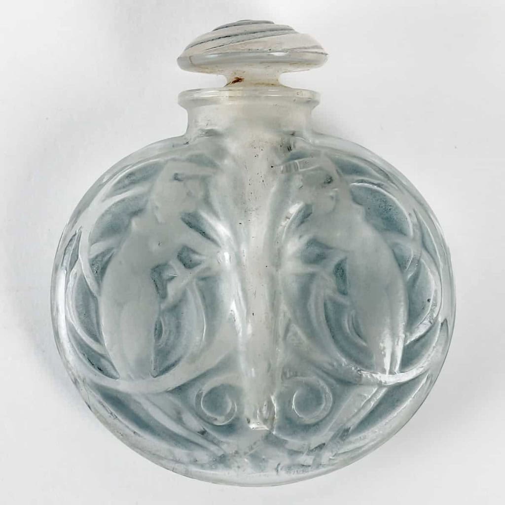 Flacon « Naïades » verre patiné bleu de René LALIQUE | Biron Flacon "Naïades" verre patiné bleu de René LALIQUE