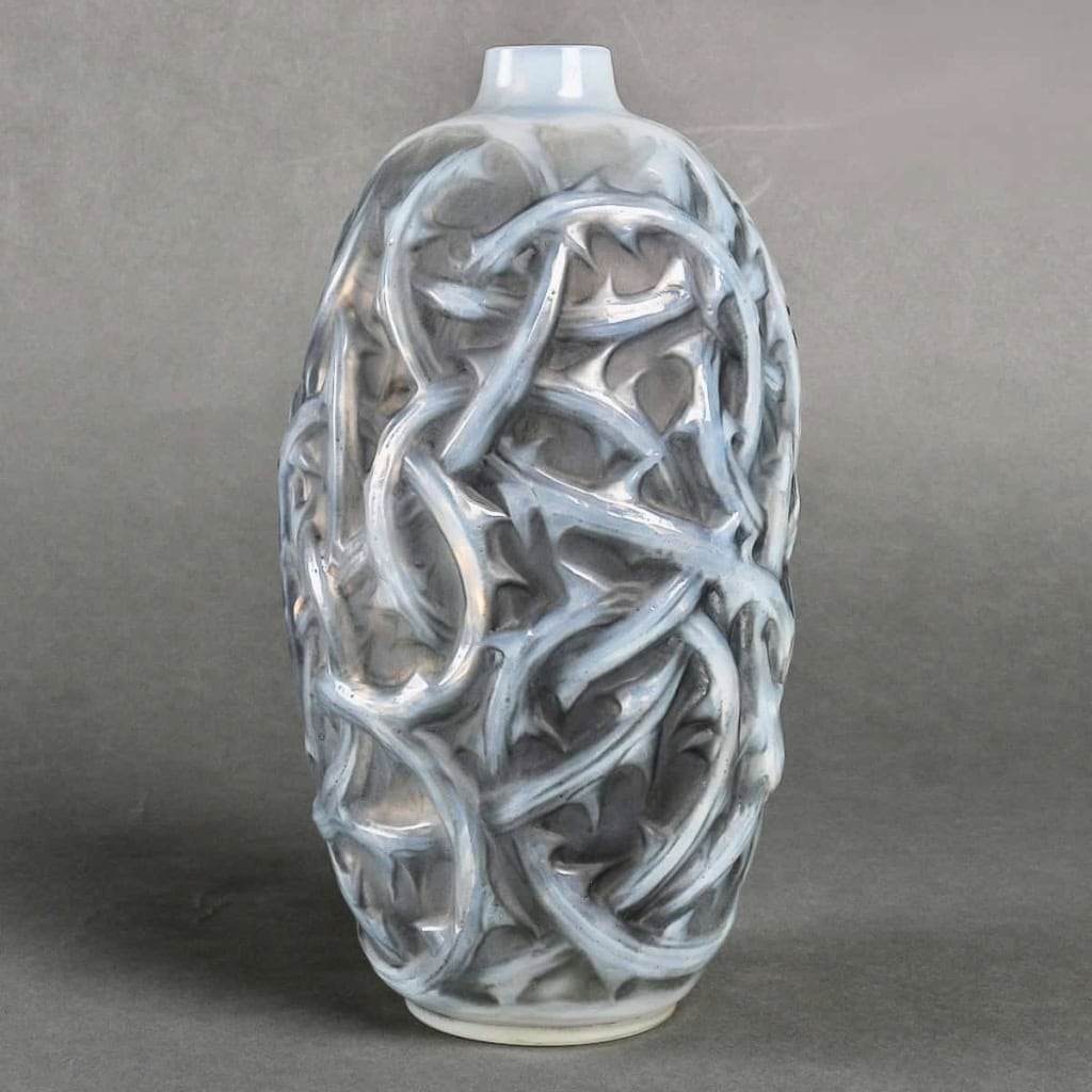 Vase « Ronces » verre opalescent patiné gris de René LALIQUE | Biron |||||||