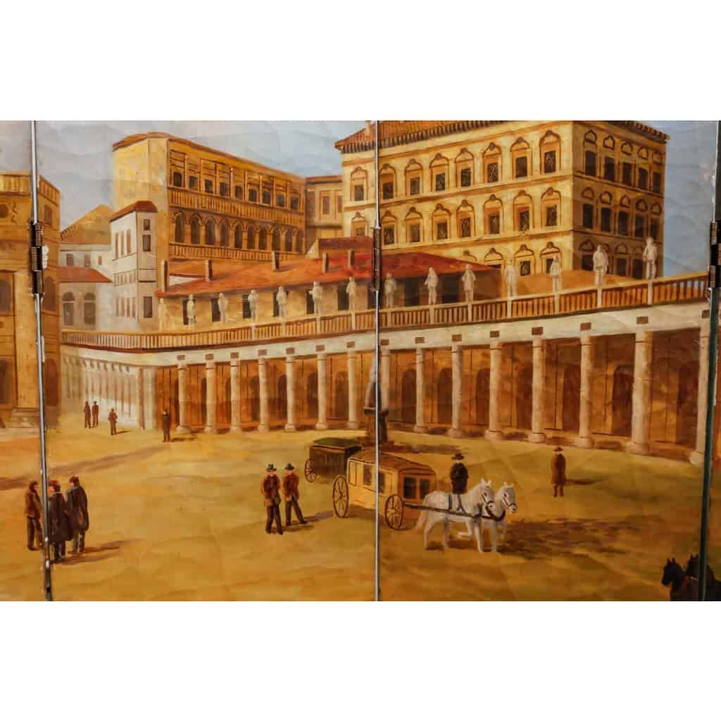 Important paravent représentant la Place Saint Pierre de Rome | Biron Important paravent représentant la Place Saint Pierre de Rome
