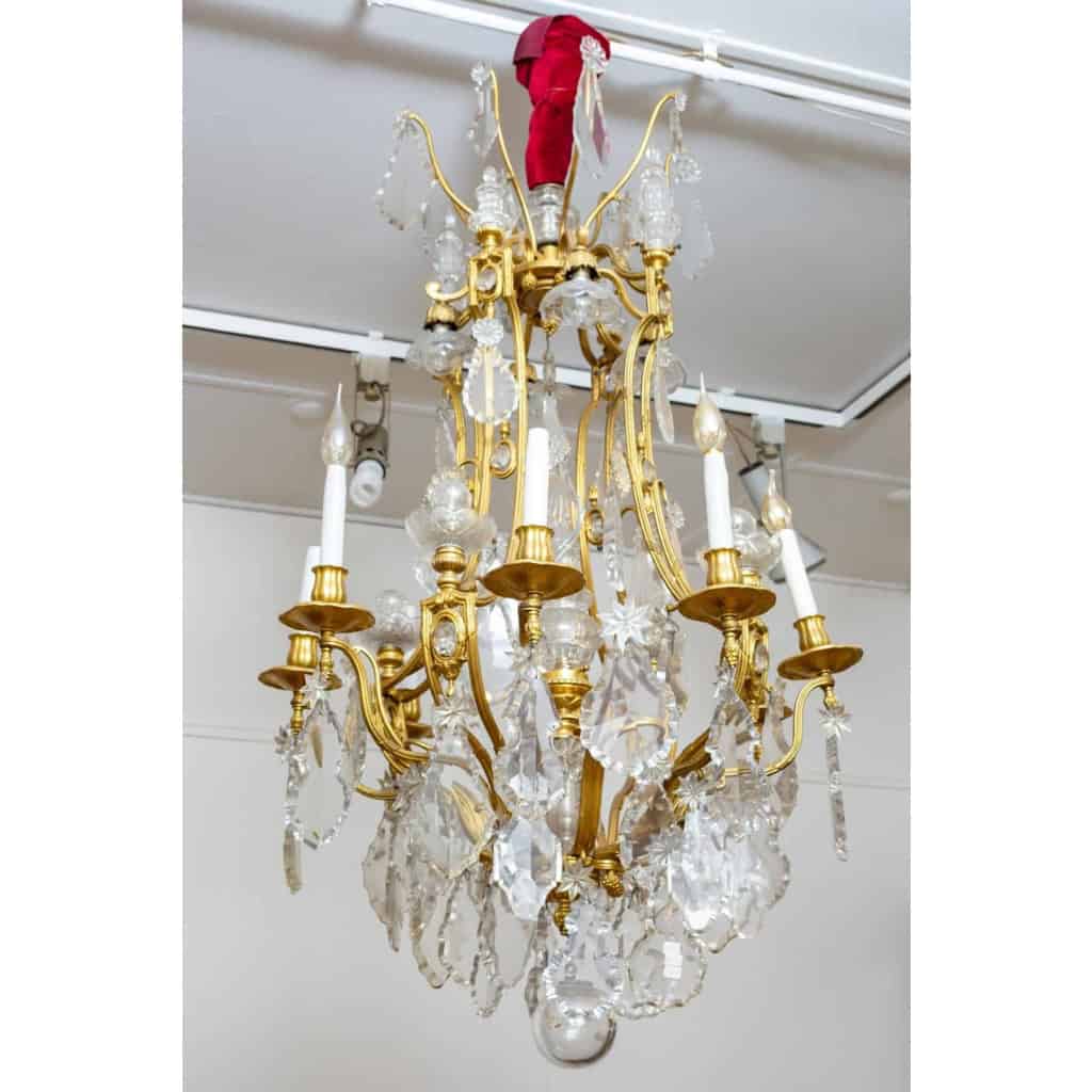Un lustre cage en bronze doré et cristal de baccarat fin XIXème siècle | Biron ||||||||