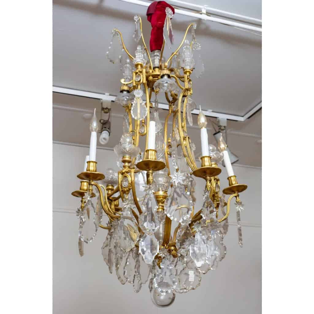 Un lustre cage en bronze doré et cristal de baccarat fin XIXème siècle | Biron Un lustre cage en bronze doré et cristal de baccarat fin XIXème siècle