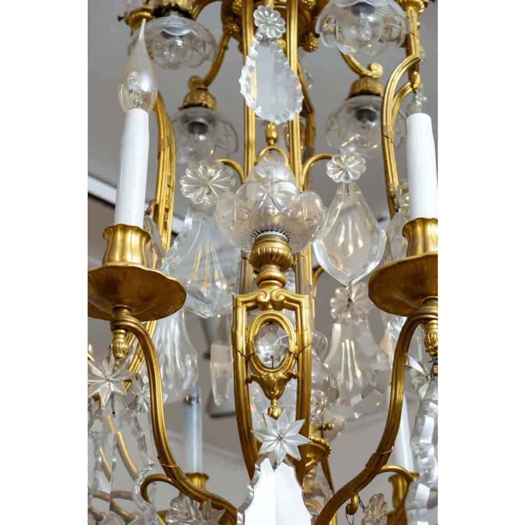 Un lustre cage en bronze doré et cristal de baccarat fin XIXème siècle | Biron Un lustre cage en bronze doré et cristal de baccarat fin XIXème siècle