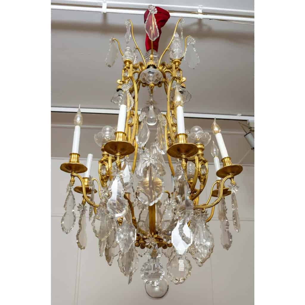 Un lustre cage en bronze doré et cristal de baccarat fin XIXème siècle | Biron Un lustre cage en bronze doré et cristal de baccarat fin XIXème siècle