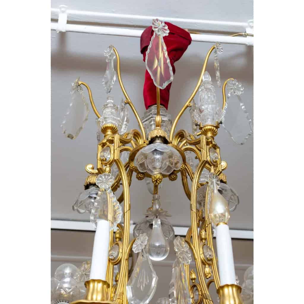 Un lustre cage en bronze doré et cristal de baccarat fin XIXème siècle | Biron Un lustre cage en bronze doré et cristal de baccarat fin XIXème siècle