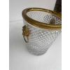 1950-70′ Seau a Champagne Cristal Style St Louis et Bronze Doré Aux têtes de Lion