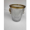 1950-70′ Seau a Champagne Cristal Style St Louis et Bronze Doré Aux têtes de Lion