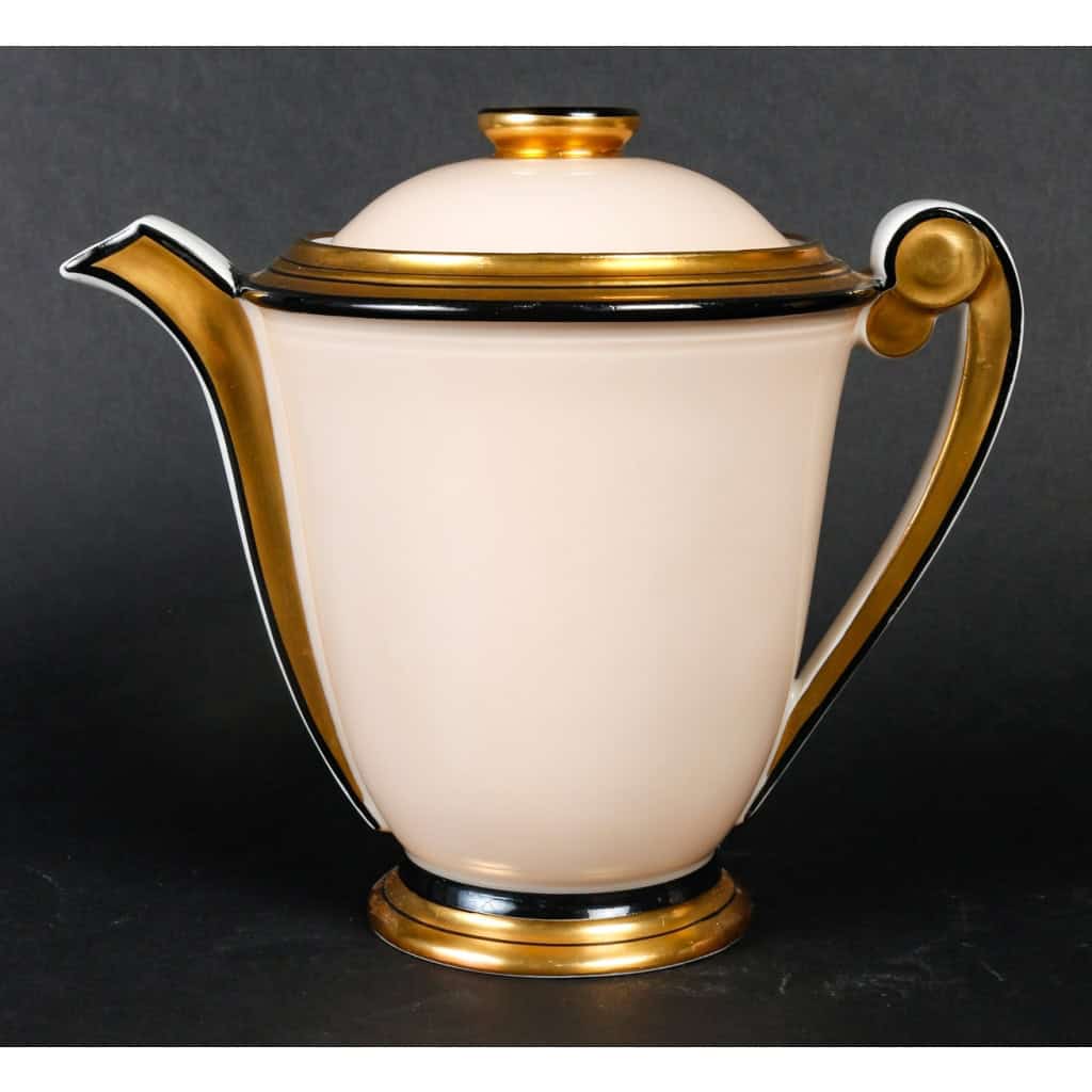 Service à café art déco 1920 en porcelaine de Limoges, Charles Ahrenfeld