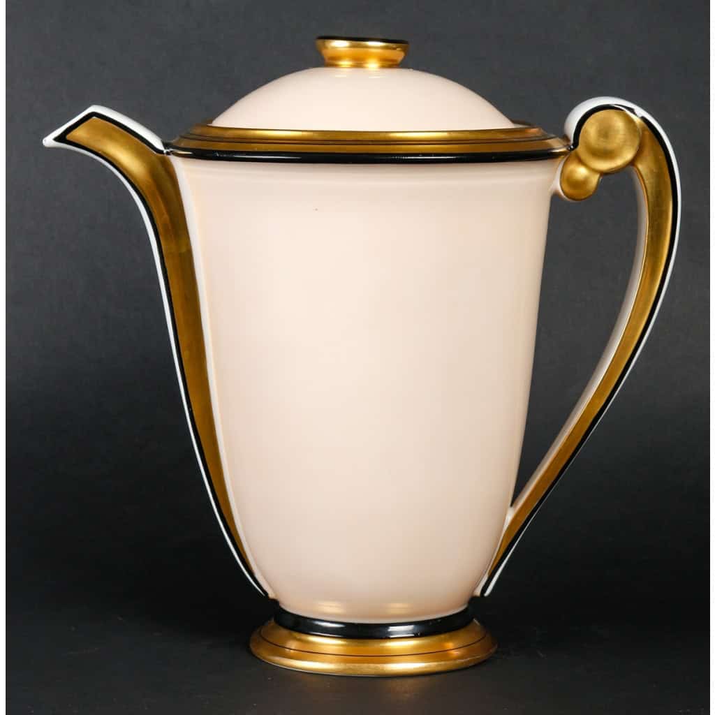 Service à café art déco 1920 en porcelaine de Limoges, Charles Ahrenfeld
