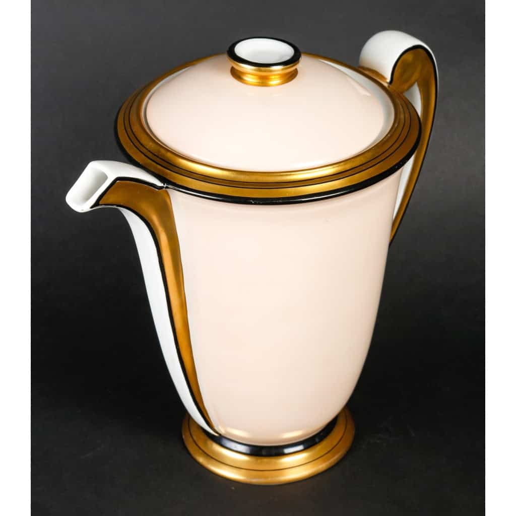 Service à café art déco 1920 en porcelaine de Limoges, Charles Ahrenfeld
