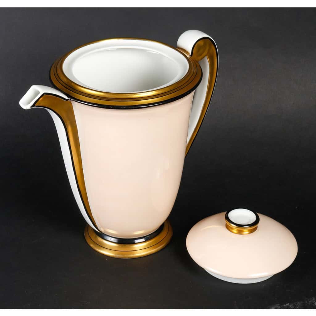 Service à café art déco 1920 en porcelaine de Limoges, Charles Ahrenfeld