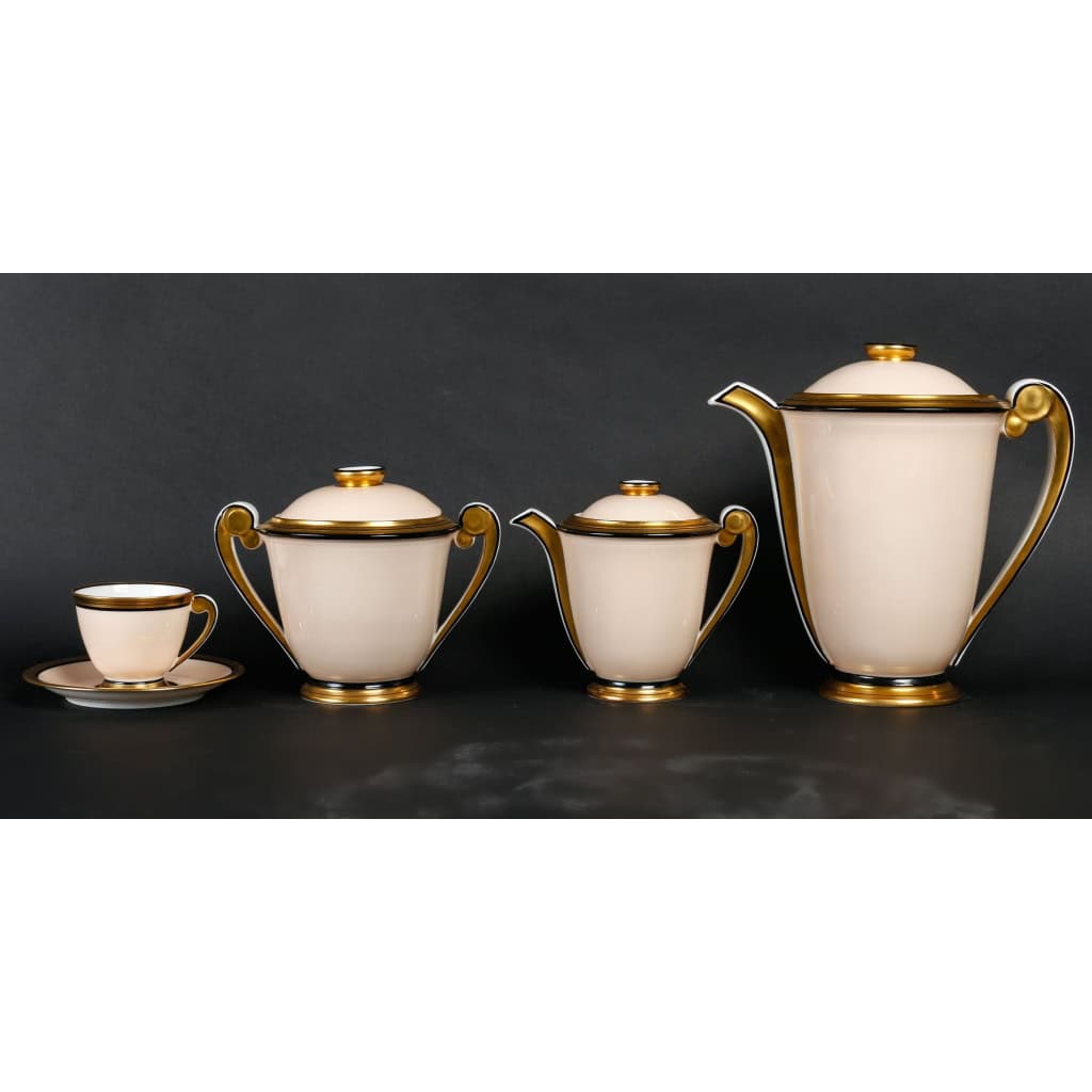 Service à café art déco 1920 en porcelaine de Limoges, Charles Ahrenfeld