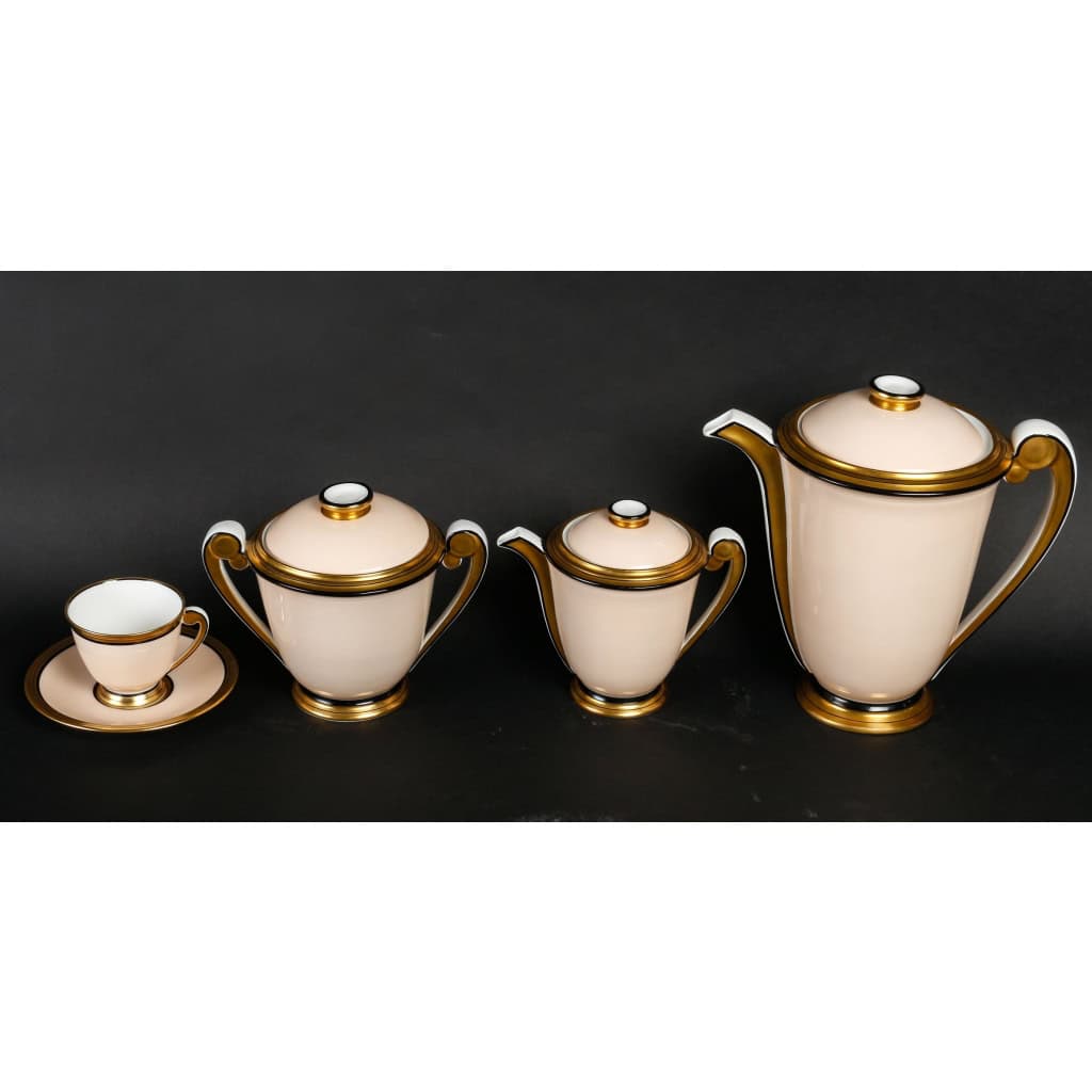 Service à café art déco 1920 en porcelaine de Limoges, Charles Ahrenfeld