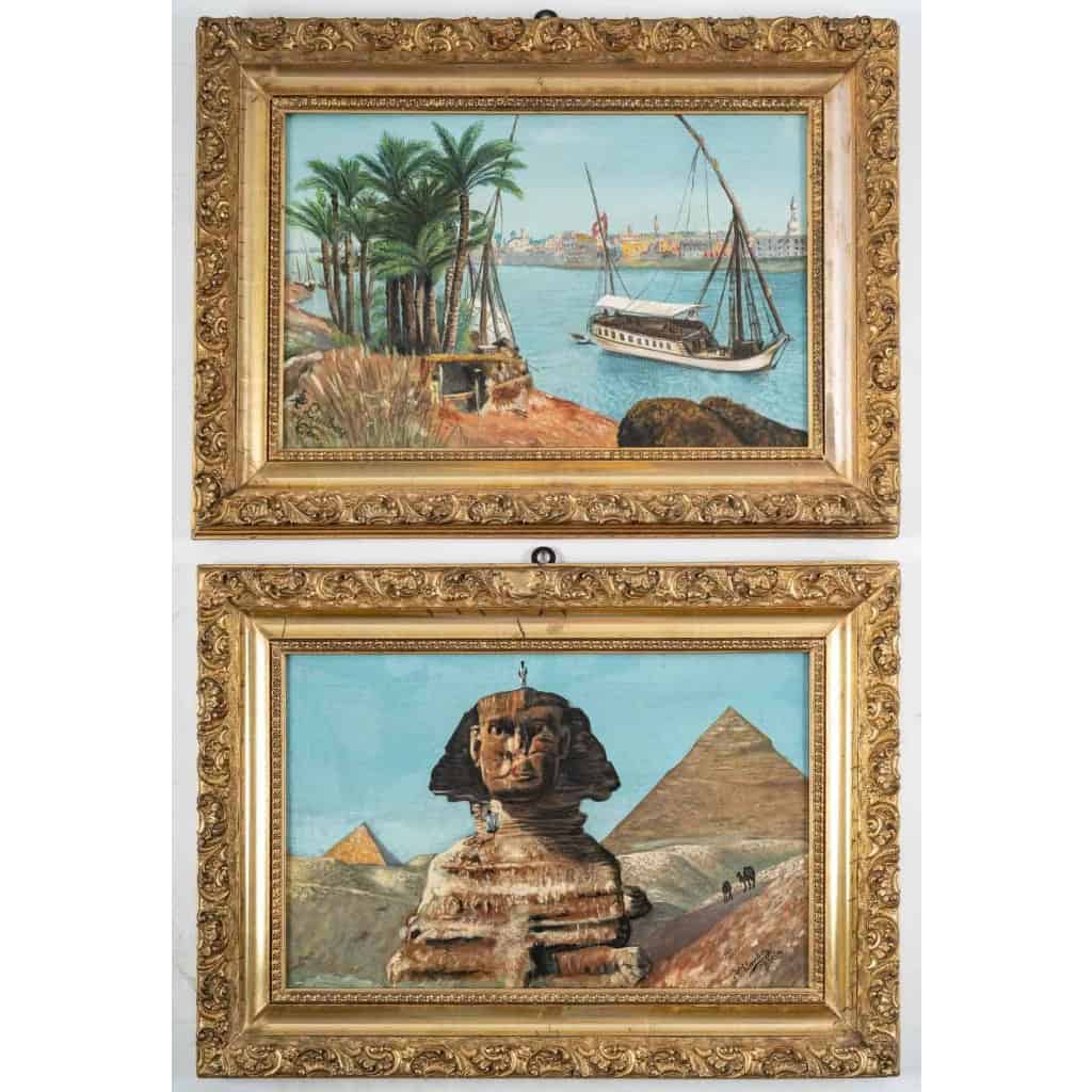 Paire de tableaux Egypte huile sur toile fin XIXème siècle | Biron |||||||||||||
