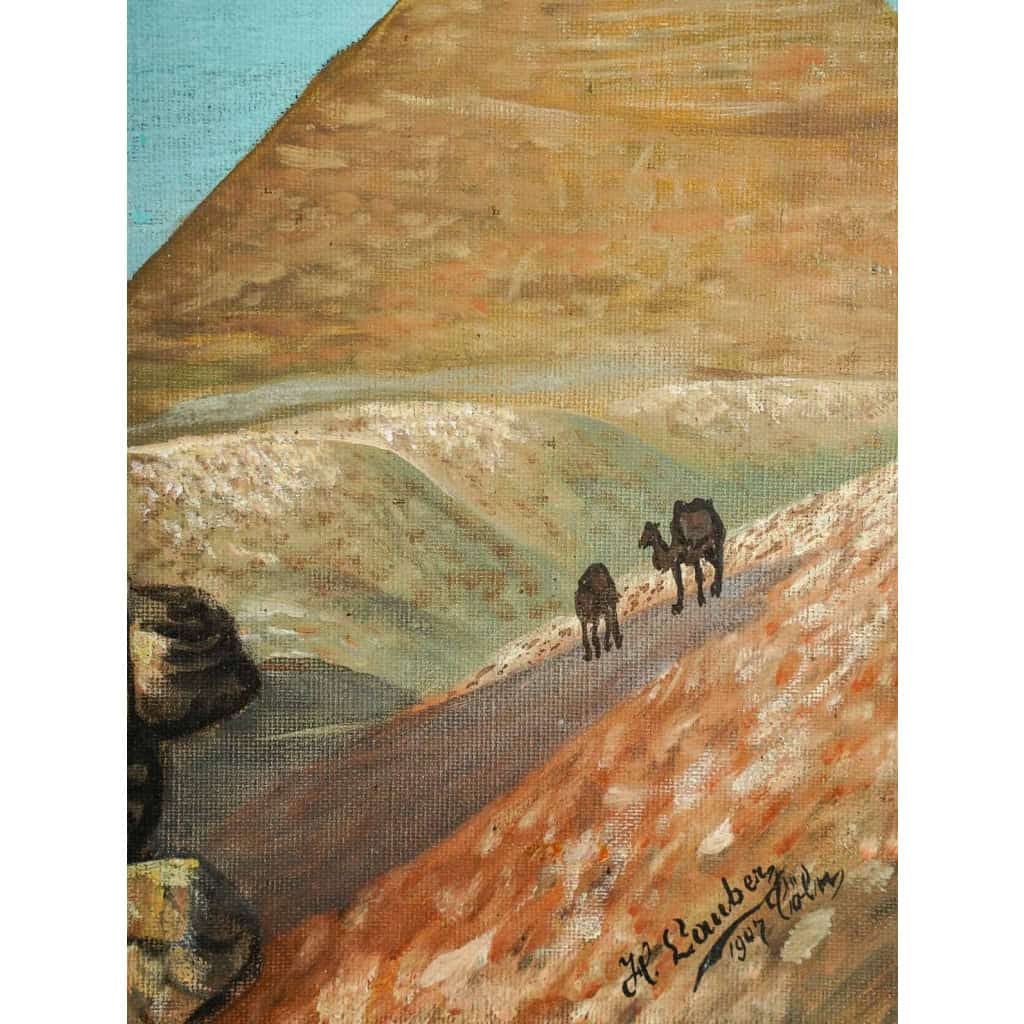 Paire de tableaux Egypte huile sur toile fin XIXème siècle | Biron Paire de tableaux Egypte huile sur toile fin XIXème siècle