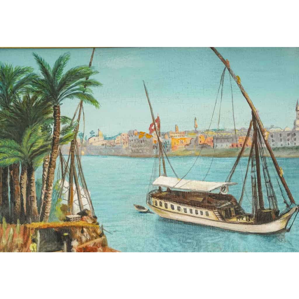Paire de tableaux Egypte huile sur toile fin XIXème siècle | Biron Paire de tableaux Egypte huile sur toile fin XIXème siècle