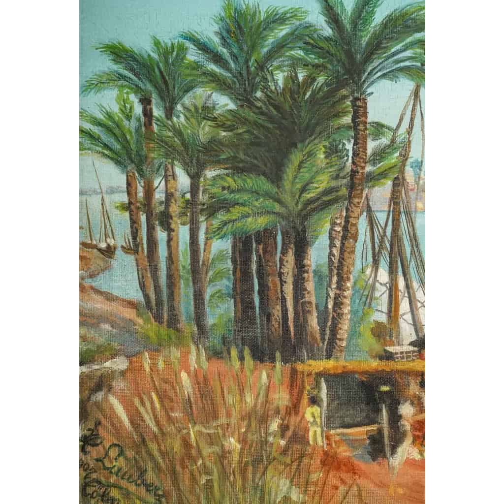 Paire de tableaux Egypte huile sur toile fin XIXème siècle | Biron Paire de tableaux Egypte huile sur toile fin XIXème siècle
