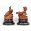 Les Enfants de Bacchus, Paire de Putti en bois sculpté XIXème Siècle