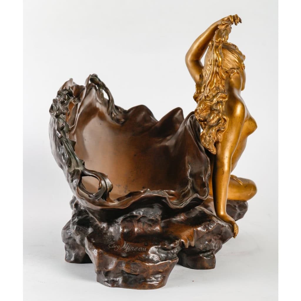 Auguste Moreau (1831-1917) Important Vide Poche Naïade en Bronze circa 1900