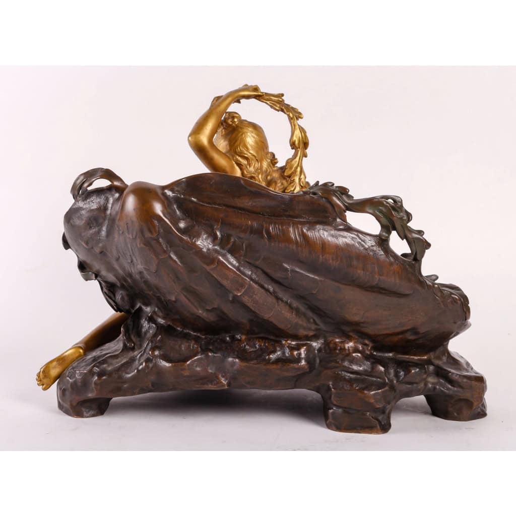 Auguste Moreau (1831-1917) Important Vide Poche Naïade en Bronze circa 1900