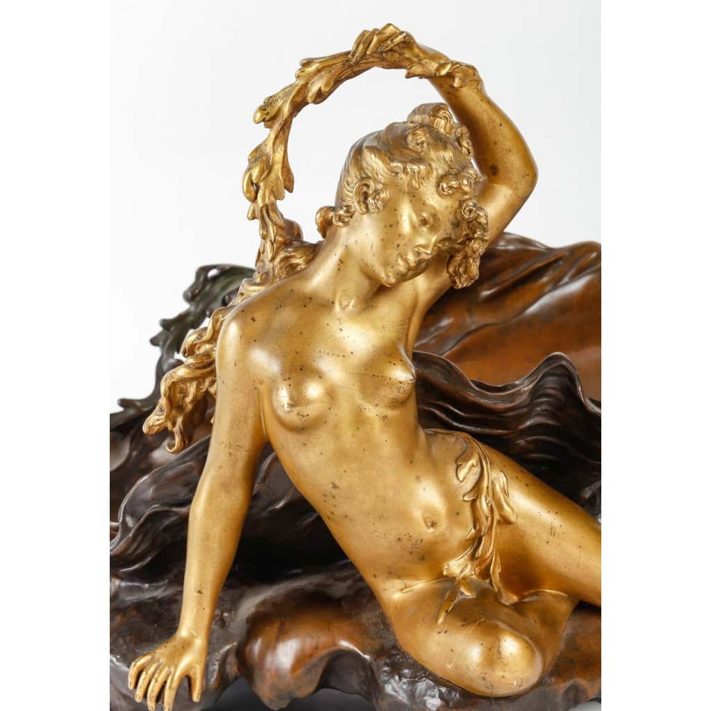 Auguste Moreau (1831-1917) Important Vide Poche Naïade en Bronze circa 1900
