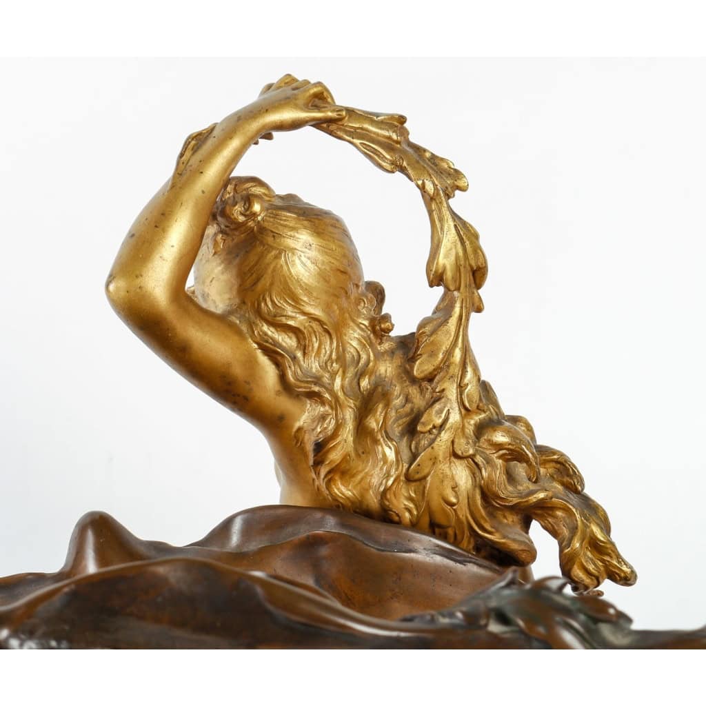 Auguste Moreau (1831-1917) Important Vide Poche Naïade en Bronze circa 1900