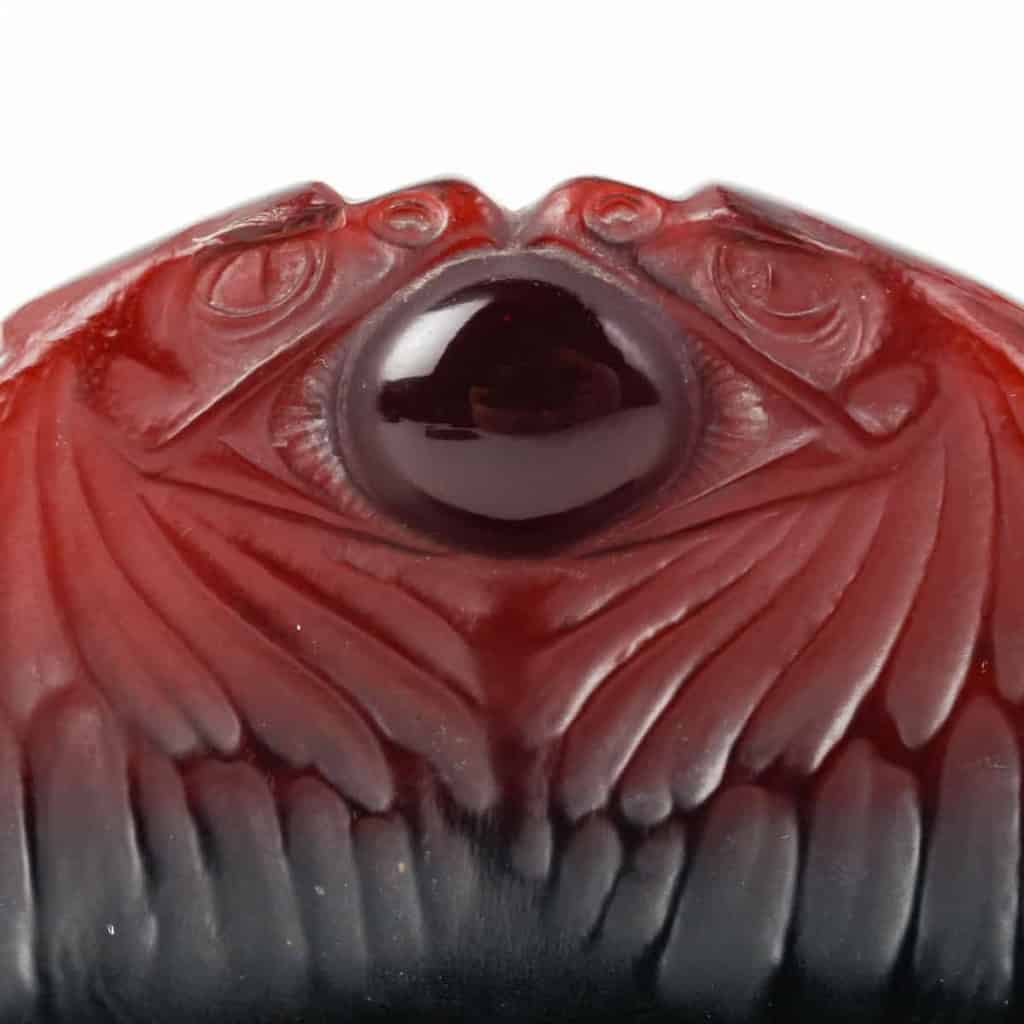 Presse-Papiers « Deux Aigles » verre ambre foncé de René LALIQUE | Biron Presse-Papiers "Deux Aigles" verre ambre foncé de René LALIQUE