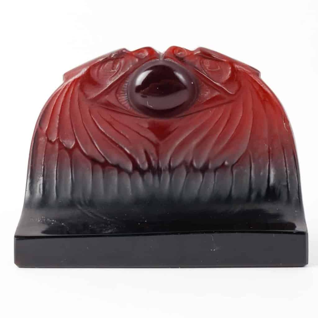Presse-Papiers « Deux Aigles » verre ambre foncé de René LALIQUE | Biron Presse-Papiers "Deux Aigles" verre ambre foncé de René LALIQUE