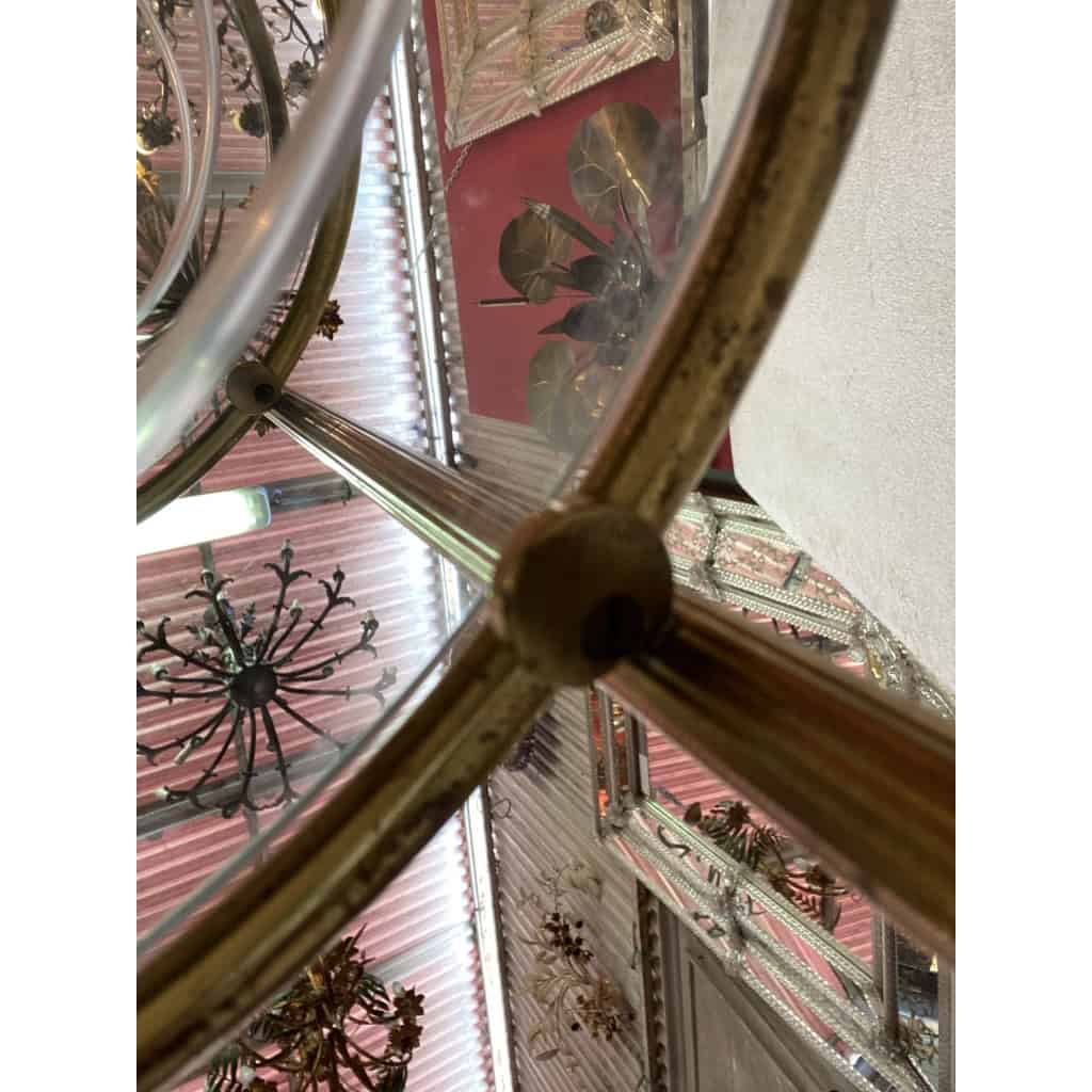1950/70′ Serviteur Roulant Rond Bronze 4 Plateaux Style Maison Jansen