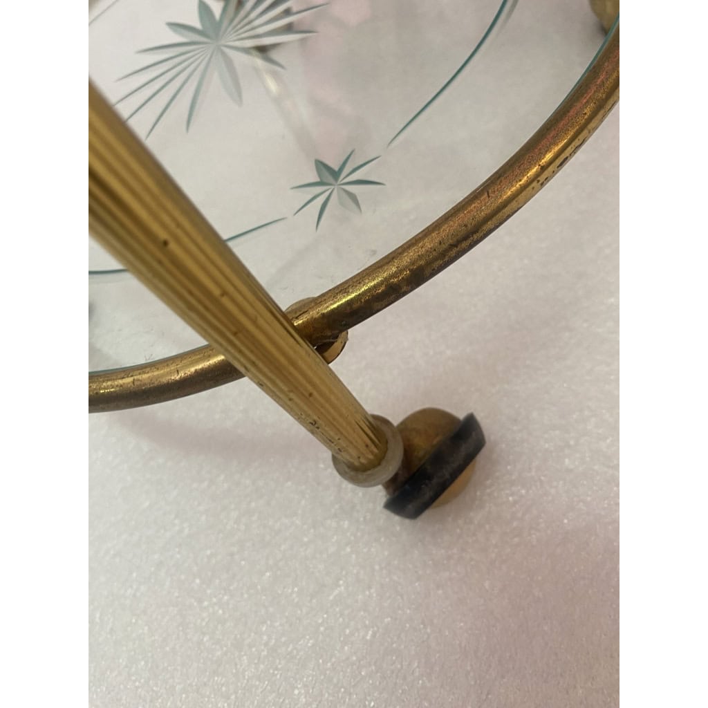 1950/70′ Serviteur Roulant Rond Bronze 4 Plateaux Style Maison Jansen