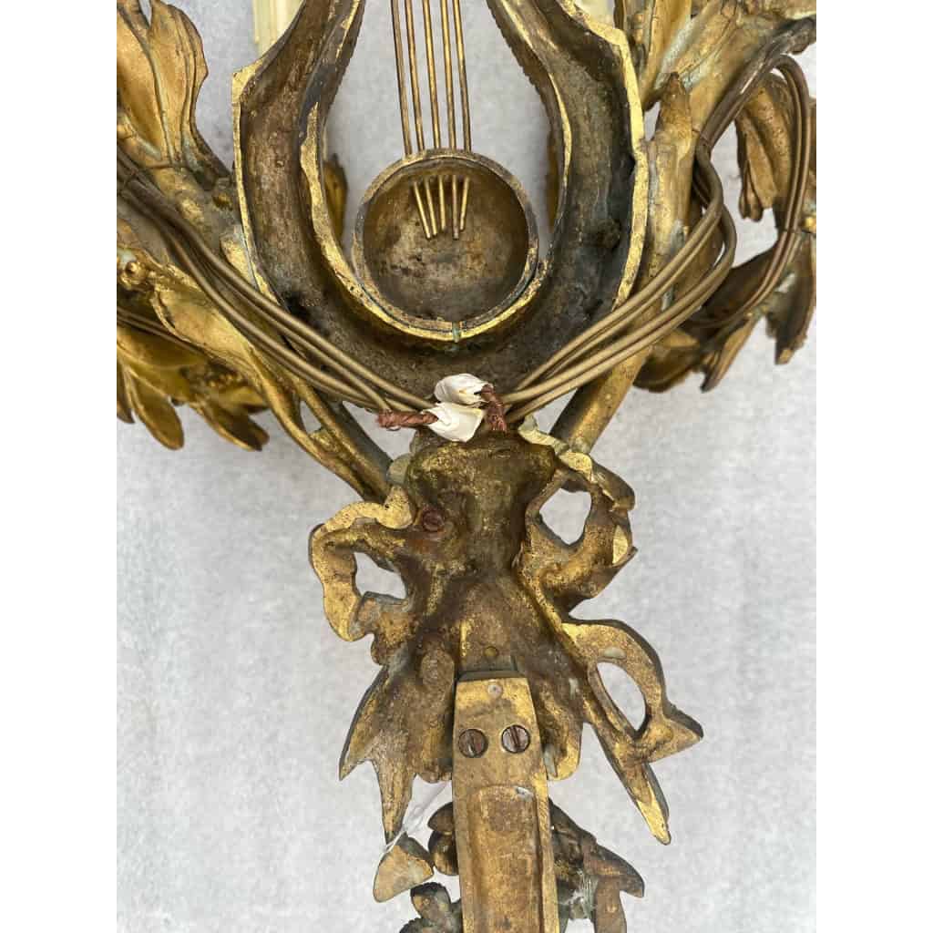 1890/1900′ Paire d’appliques Style Louis 16 Bronze Doré d’aprés Gouthiere | Biron 1890/1900′ Paire d’appliques Style Louis 16 Bronze Doré d’aprés Gouthiere