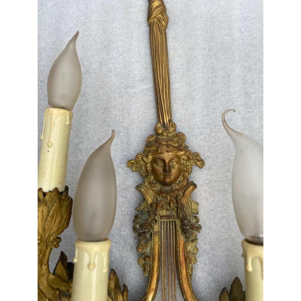 1890/1900′ Paire d’appliques Style Louis 16 Bronze Doré d’aprés Gouthiere | Biron 1890/1900′ Paire d’appliques Style Louis 16 Bronze Doré d’aprés Gouthiere