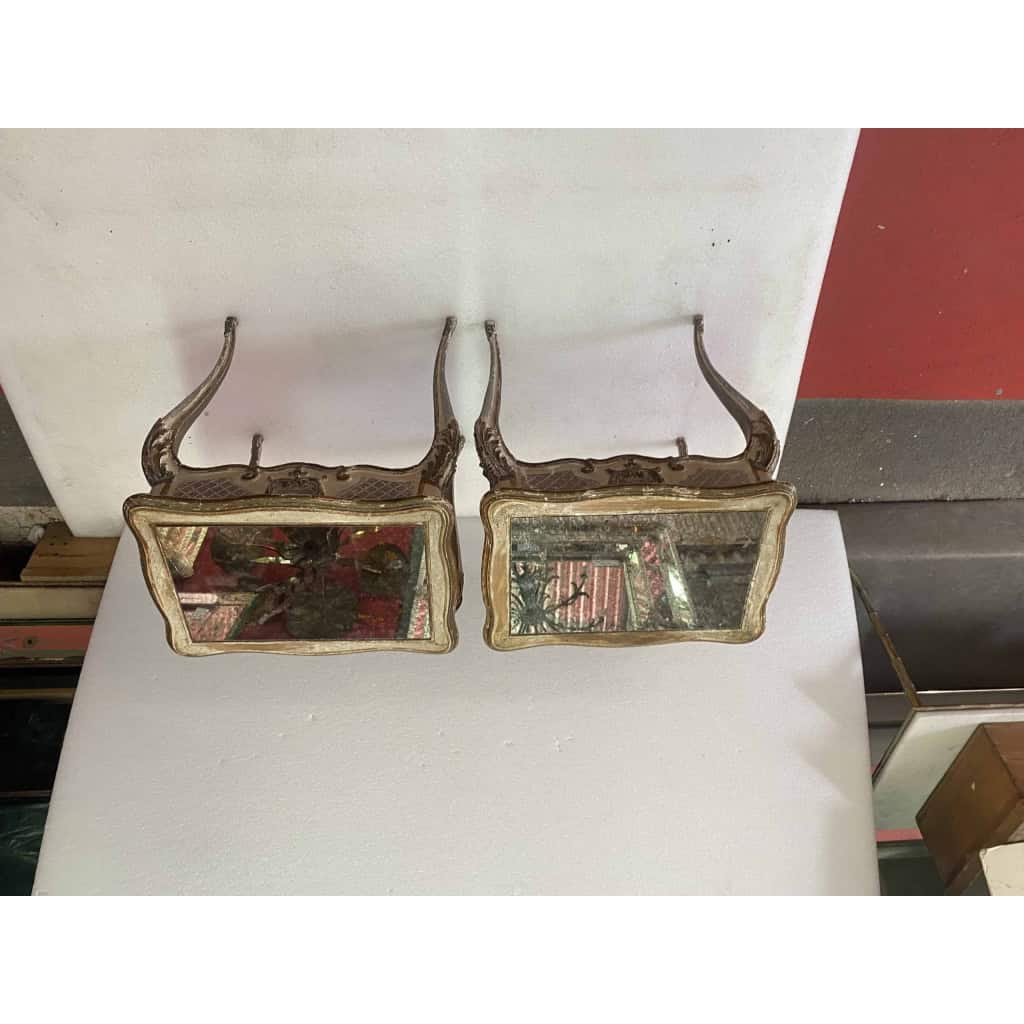 1950 Paire De Chevets Bois Patiné