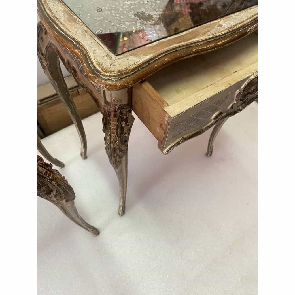 1950 Paire De Chevets Bois Patiné