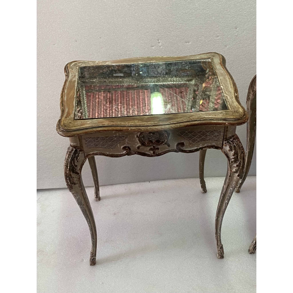 1950 Paire De Chevets Bois Patiné
