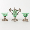 Set de confiturier en opaline vert émaillé du XIXème siècle avec base en argent | Biron Set de confiturier en opaline vert émaillé du XIXème siècle avec base en argent