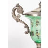 Set de confiturier en opaline vert émaillé du XIXème siècle avec base en argent | Biron Set de confiturier en opaline vert émaillé du XIXème siècle avec base en argent