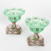 Set de confiturier en opaline vert émaillé du XIXème siècle avec base en argent | Biron Set de confiturier en opaline vert émaillé du XIXème siècle avec base en argent