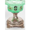 Set de confiturier en opaline vert émaillé du XIXème siècle avec base en argent | Biron Set de confiturier en opaline vert émaillé du XIXème siècle avec base en argent