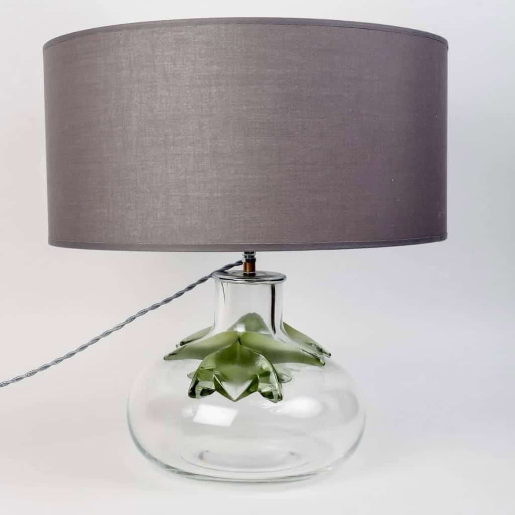 Lampe cristal blanc et cristal vert de Marie-Claude LALIQUE | Biron Lampe cristal blanc et cristal vert de Marie-Claude LALIQUE
