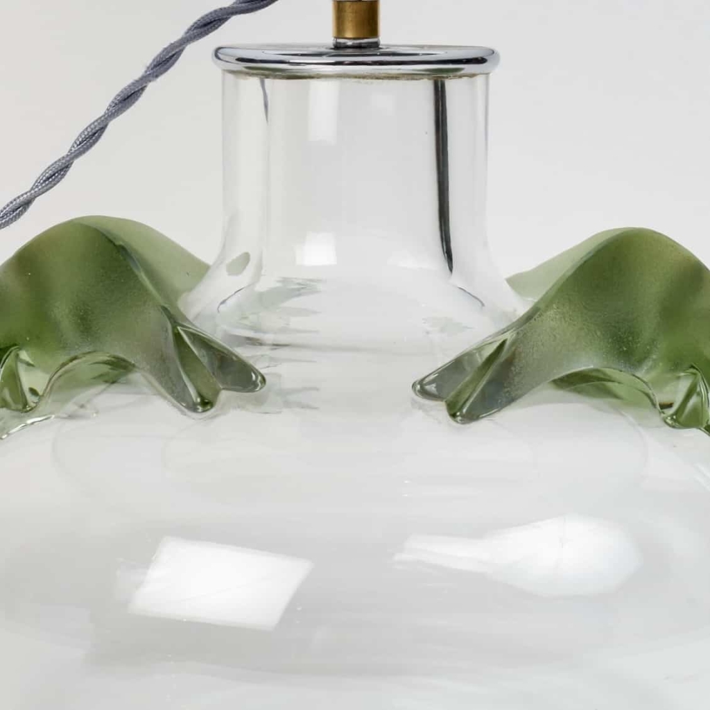 Lampe cristal blanc et cristal vert de Marie-Claude LALIQUE | Biron Lampe cristal blanc et cristal vert de Marie-Claude LALIQUE